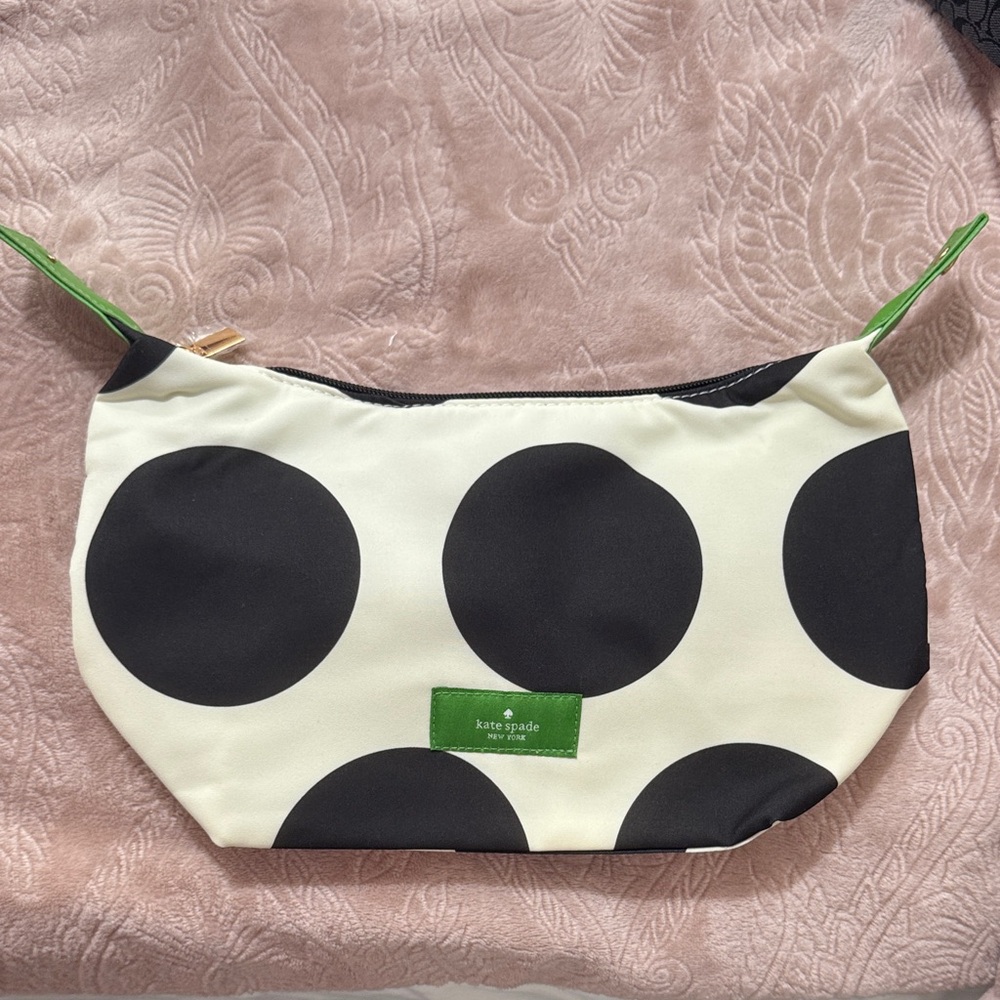 Kate Spade Black and Cream Polka Dot Cosmetic Bag